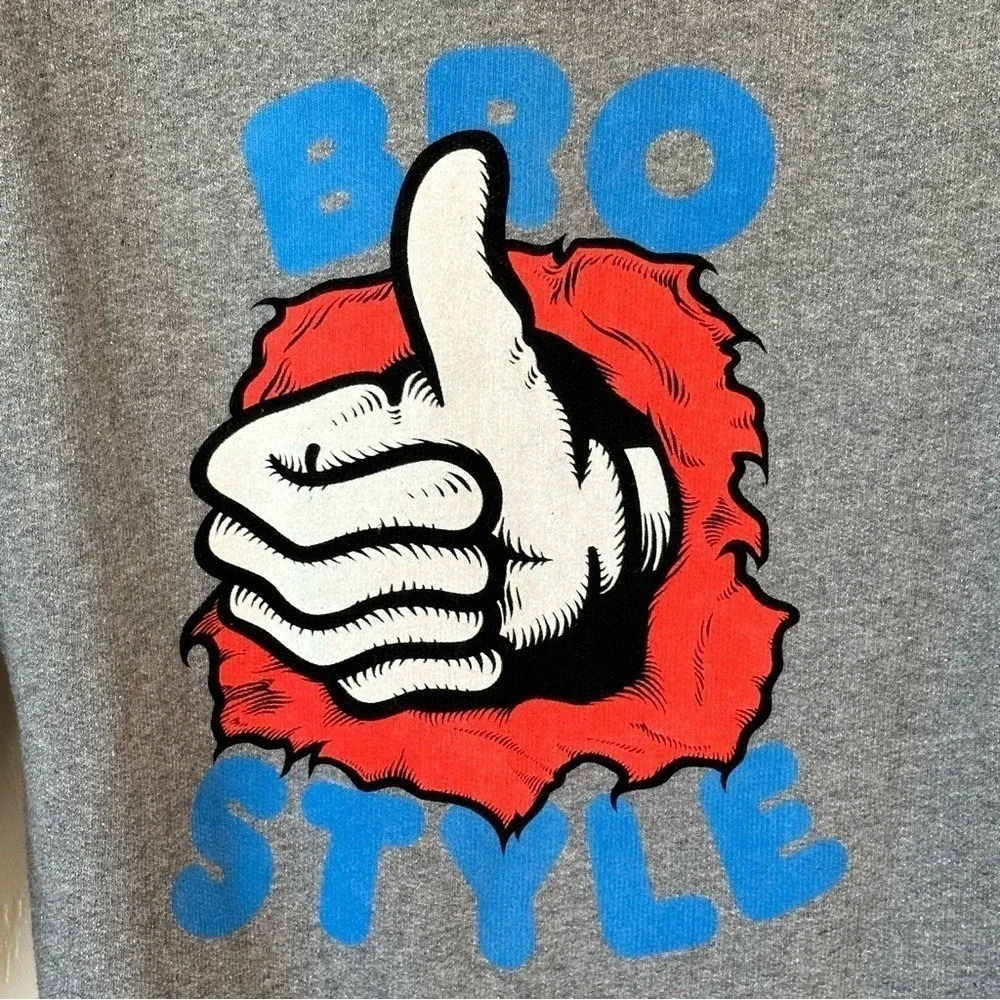 Independent Mens Bro Style Hoodie Graphic Print Full Zip Pocket Grey No Size Tag - Picture 5 of 9